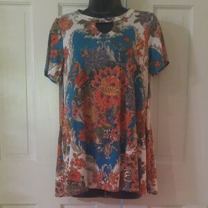 Floral Print Top - Multicolor - Womens Size Medium